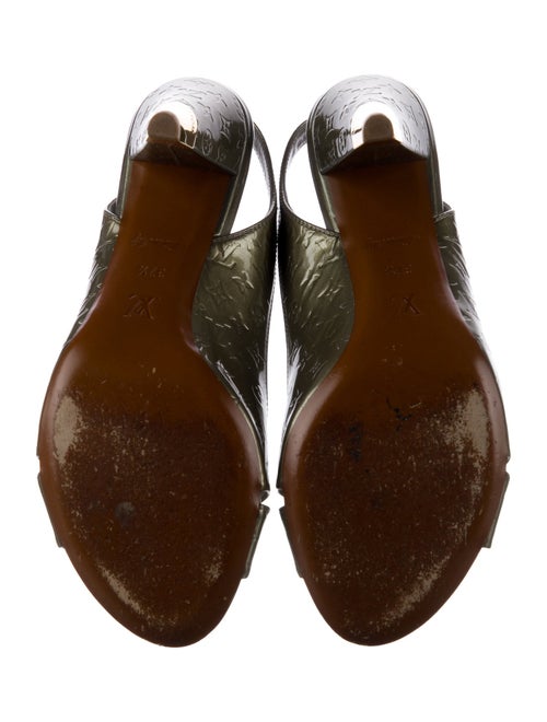 Louis Vuitton Monogram Pattern Patent Leather Slingback Sandals
