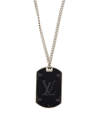 Louis Vuitton Monogram Eclipse Plate Necklace