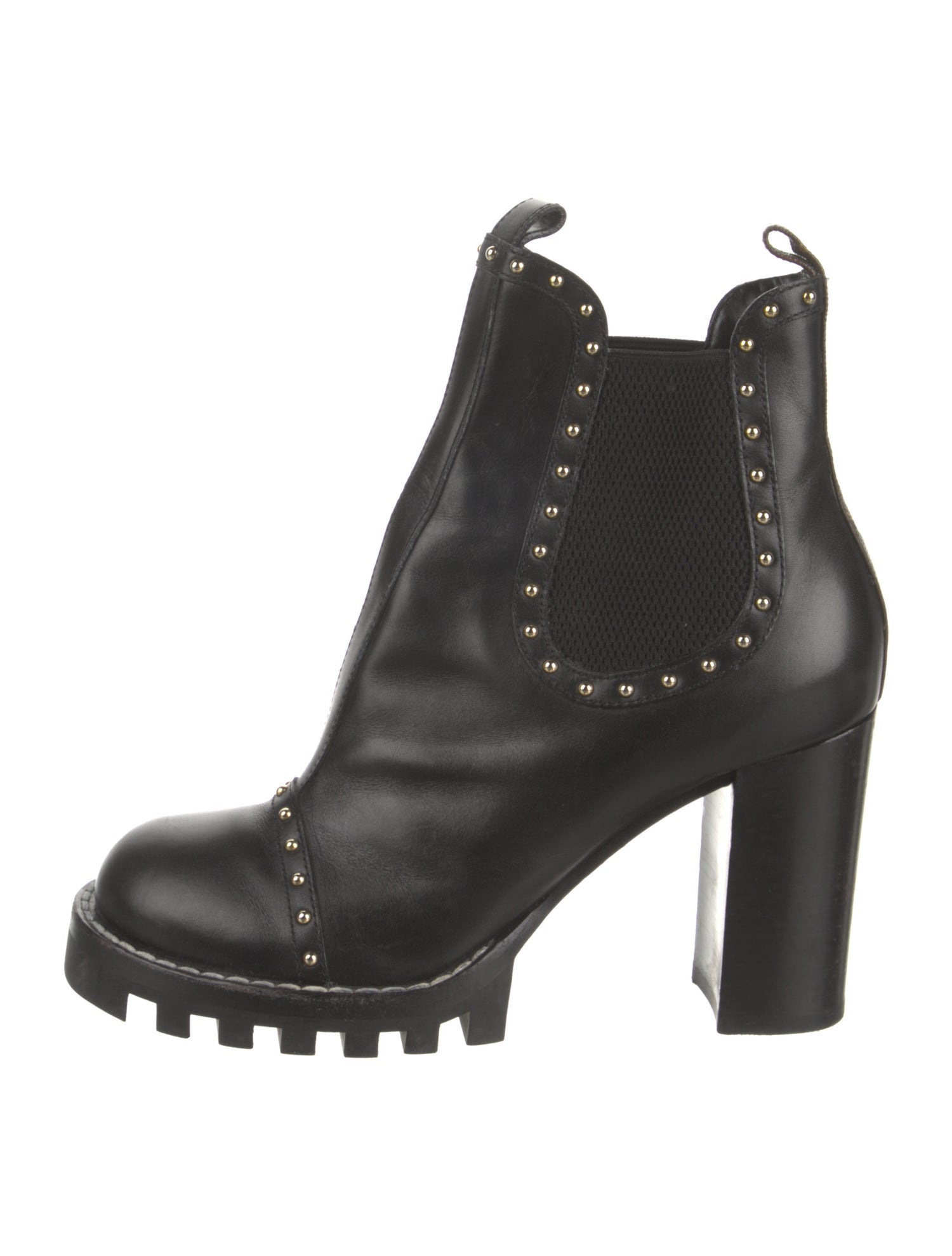 Louis Vuitton Leather Studded Accents Chelsea Boots