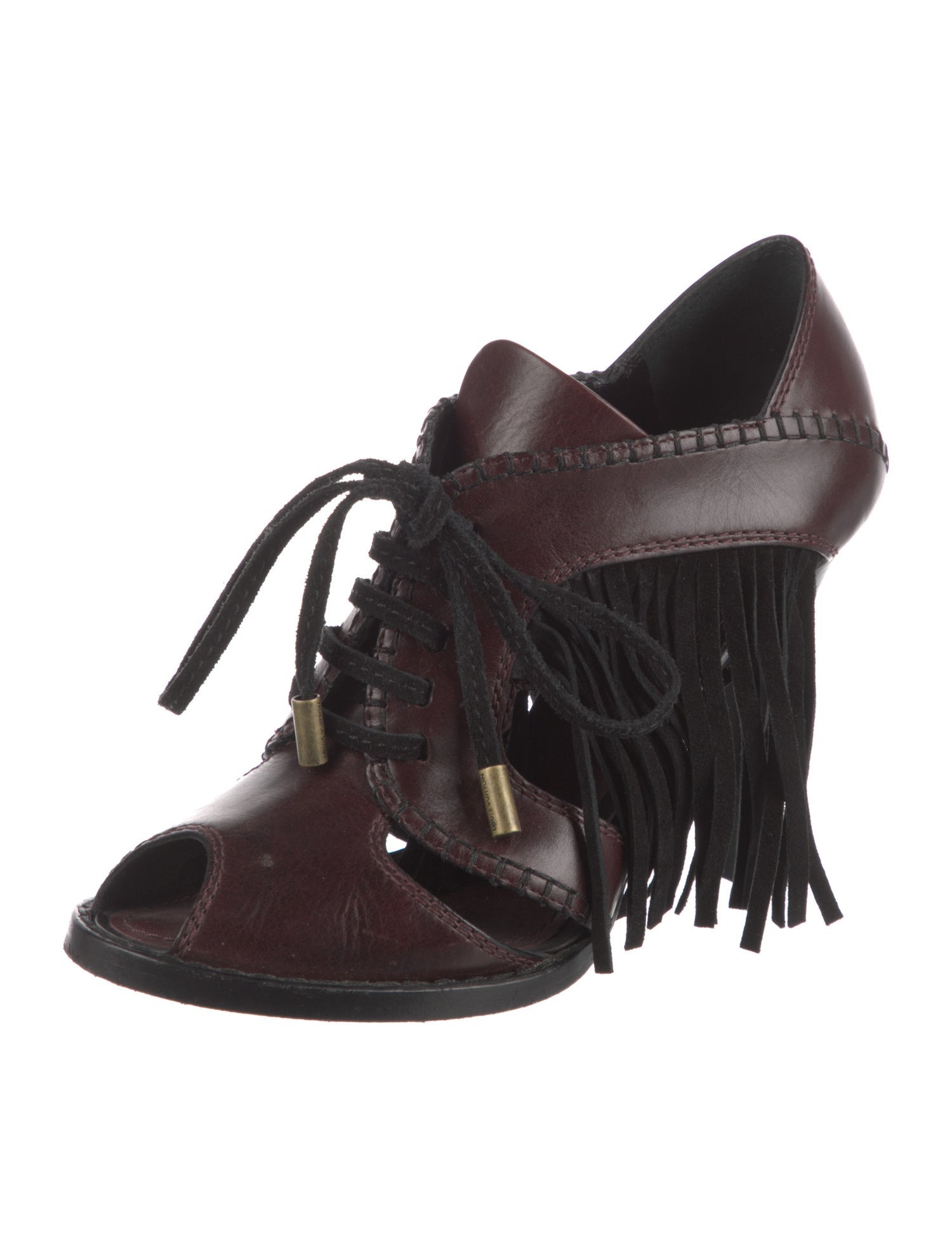 Louis Vuitton Leather Whipstitch Trim Sandals