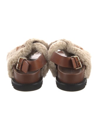 Louis Vuitton Shearling Graphic Print Slingback Sandals