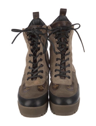 Louis Vuitton LV Monogram Suede Combat Boots