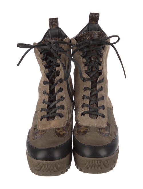 Louis Vuitton LV Monogram Suede Combat Boots