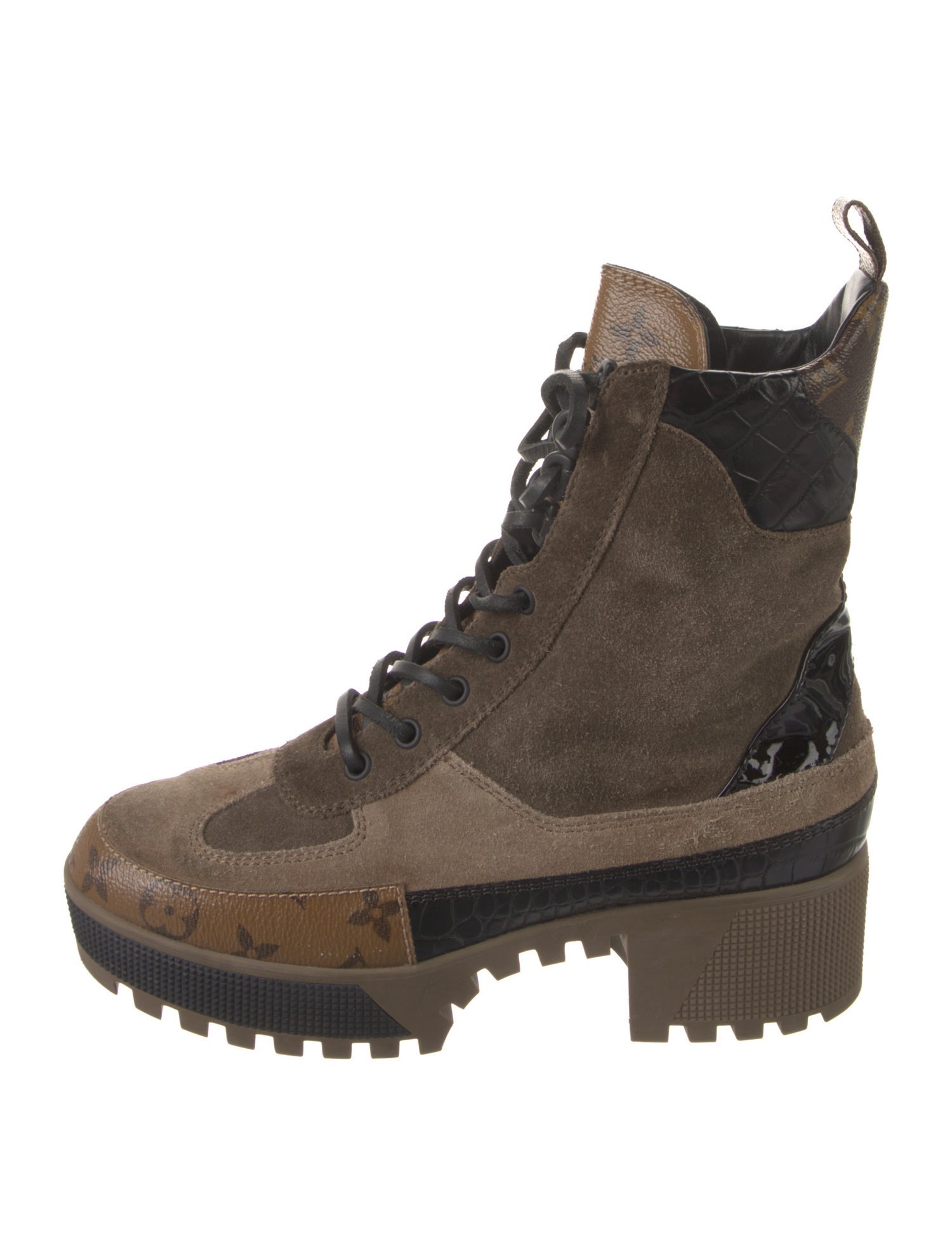 Louis Vuitton LV Monogram Suede Combat Boots