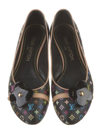 Louis Vuitton LV Monogram Leather Trim Embellishment Flats