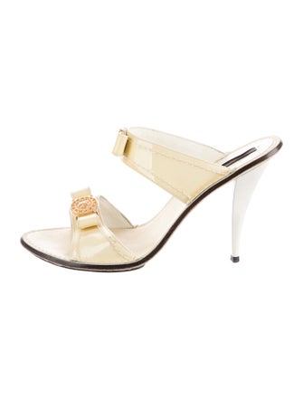 Louis Vuitton Patent Leather Bow Accents Slides