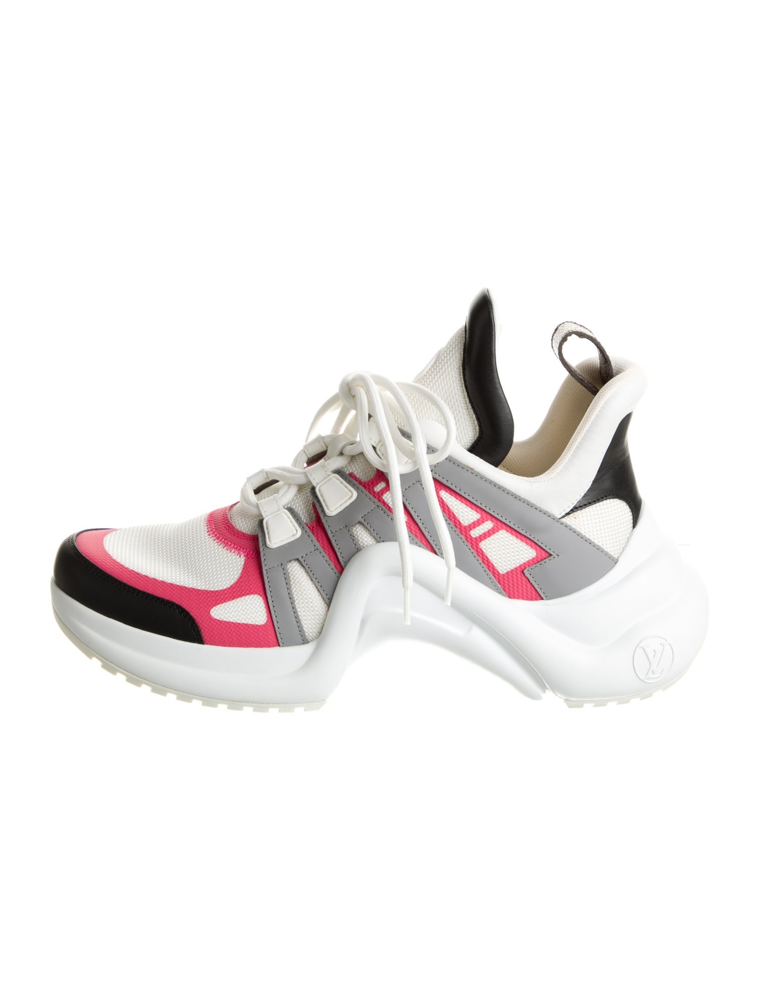 Louis Vuitton Leather Colorblock Pattern Chunky Sneakers