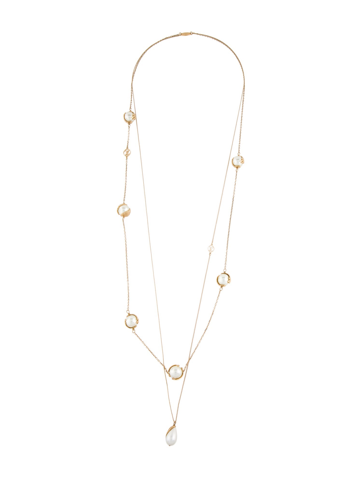 Louis Vuitton Faux Pearl Angels Double Station Necklace