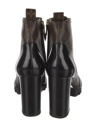 Louis Vuitton LV Monogram Leather Trim Embellishment Combat Boots
