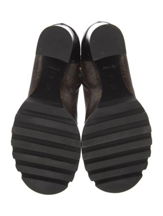 Louis Vuitton LV Monogram Leather Trim Embellishment Combat Boots