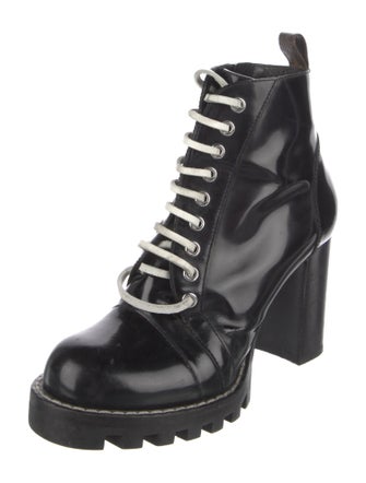 Louis Vuitton Patent Leather Whipstitch Trim Combat Boots