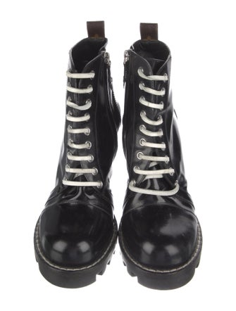 Louis Vuitton Patent Leather Whipstitch Trim Combat Boots