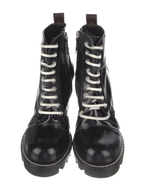 Louis Vuitton Patent Leather Whipstitch Trim Combat Boots