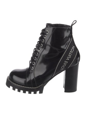 Louis Vuitton Leather Graphic Print Combat Boots