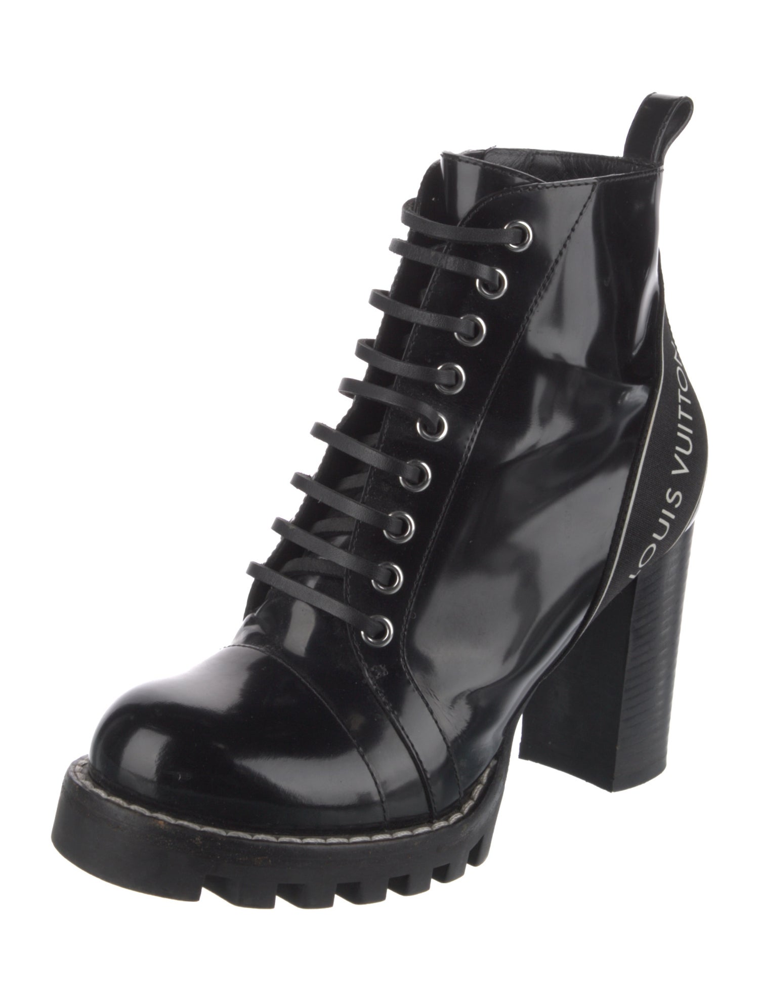 Louis Vuitton Leather Graphic Print Combat Boots