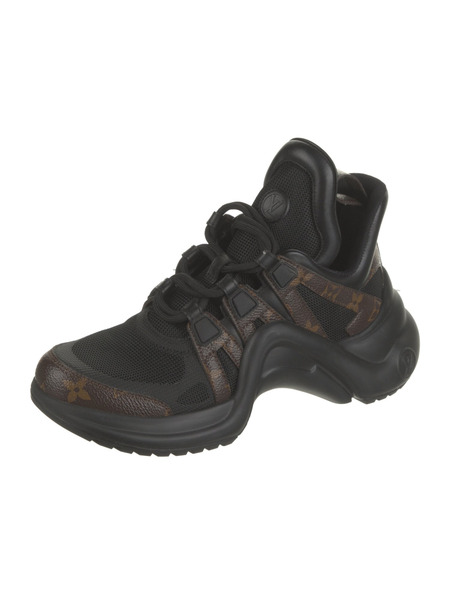 Louis Vuitton LV Monogram Leather Trim Embellishment Chunky Sneakers