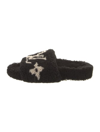 Louis Vuitton Monogram Pattern Shearling Slides