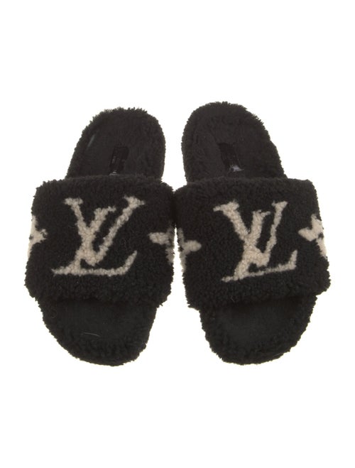 Louis Vuitton Monogram Pattern Shearling Slides