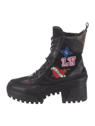 Louis Vuitton LV Monogram Suede Combat Boots