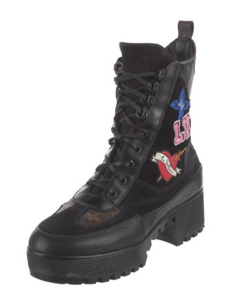 Louis Vuitton LV Monogram Suede Combat Boots
