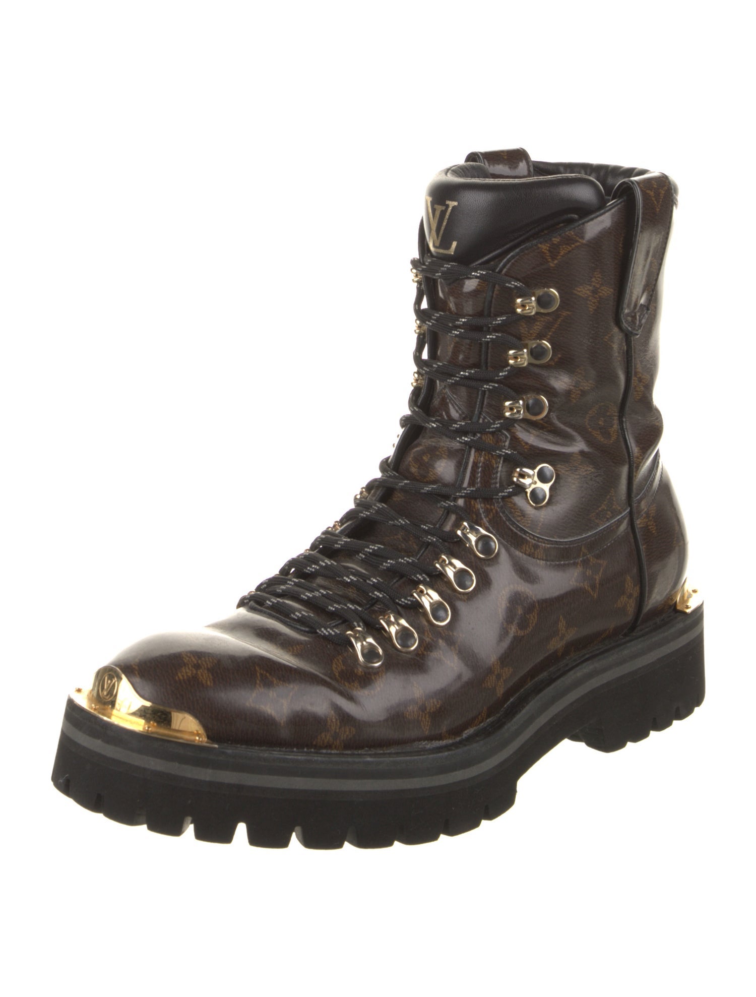 Louis Vuitton LV Monogram Patent Leather Combat Boots