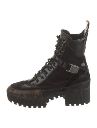Louis Vuitton LV Monogram Suede Combat Boots