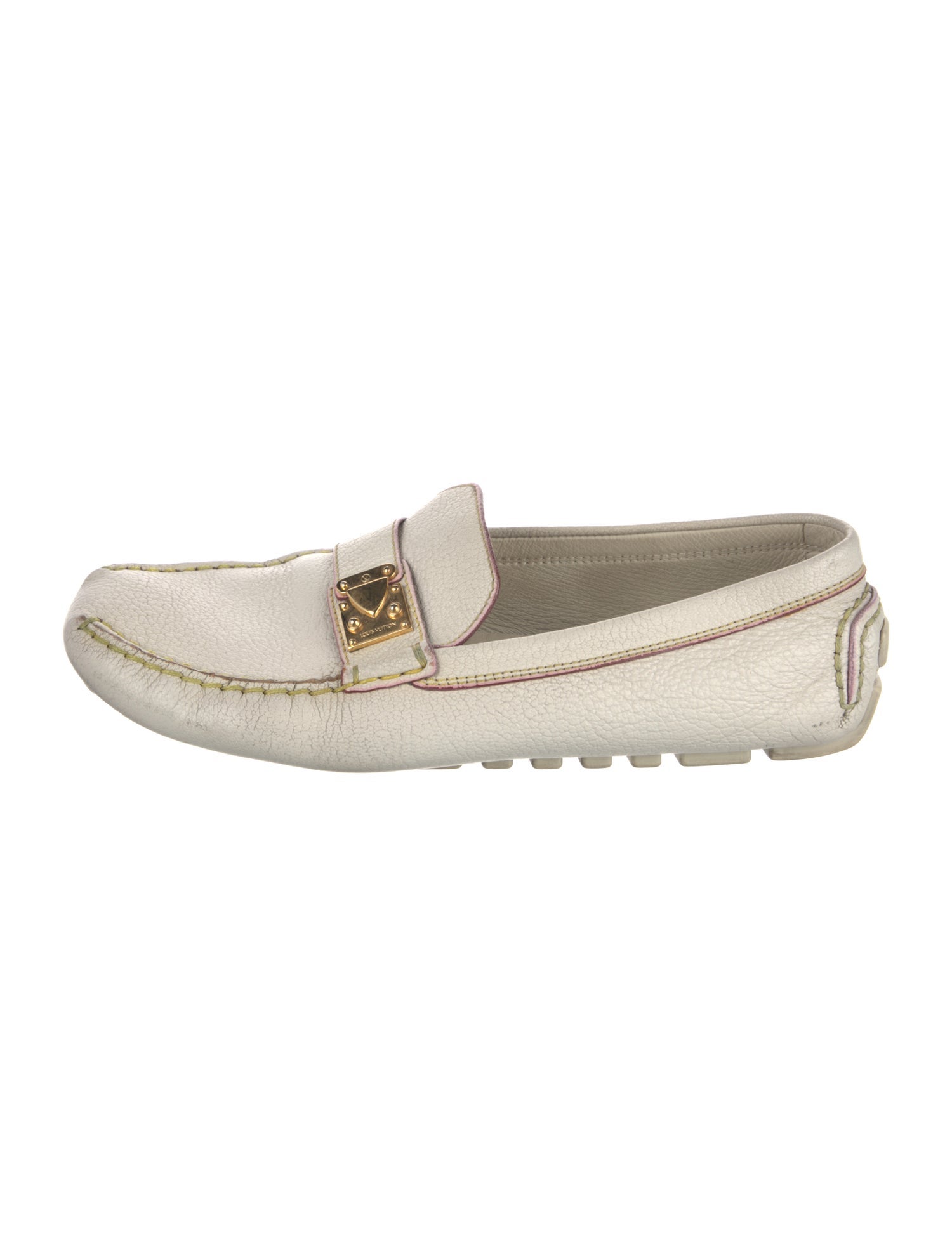 Louis Vuitton Leather Studded Accents Loafers