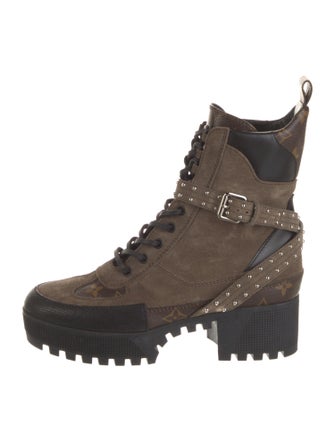 Louis Vuitton LV Monogram Suede Combat Boots