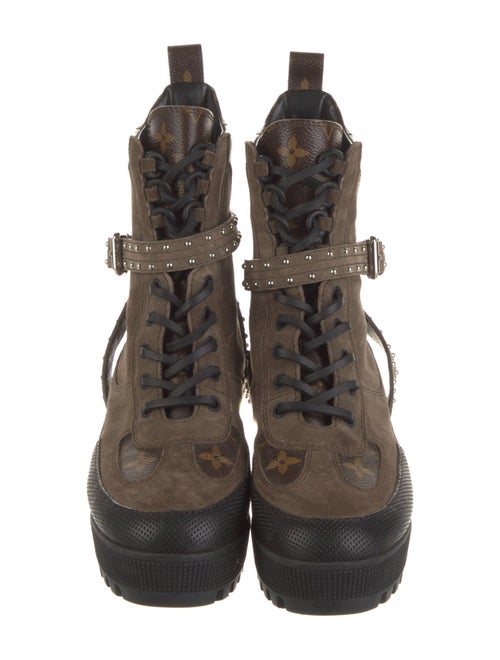 Louis Vuitton LV Monogram Suede Combat Boots