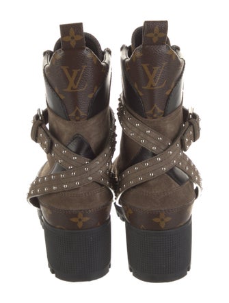 Louis Vuitton LV Monogram Suede Combat Boots