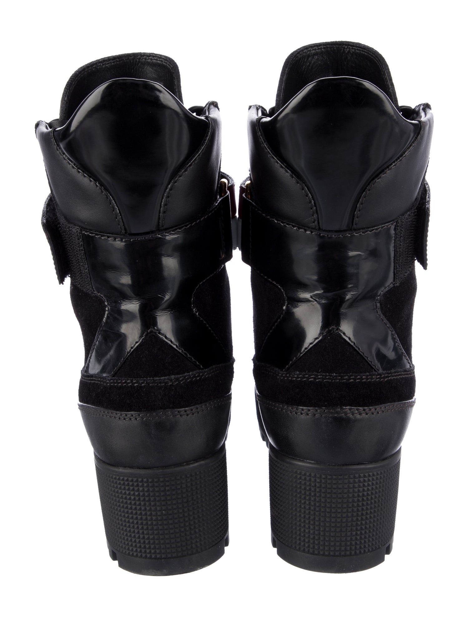 Louis Vuitton Suede Printed Combat Boots