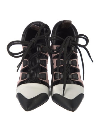 Louis Vuitton Leather Colorblock Pattern Lace-Up Boots