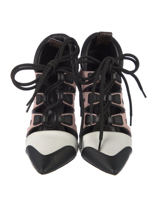 Louis Vuitton Leather Colorblock Pattern Lace-Up Boots