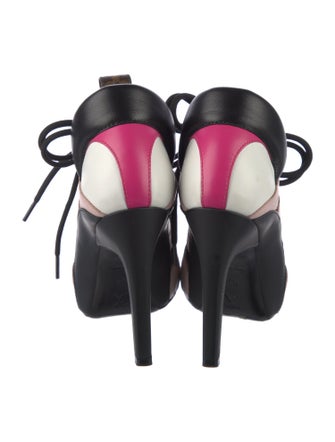 Louis Vuitton Leather Colorblock Pattern Lace-Up Boots