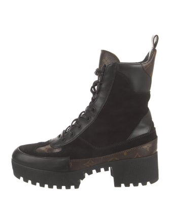 Louis Vuitton LV Monogram Suede Combat Boots