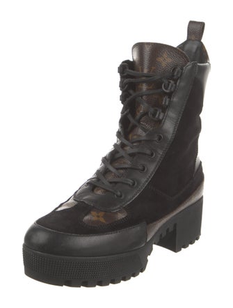 Louis Vuitton LV Monogram Suede Combat Boots