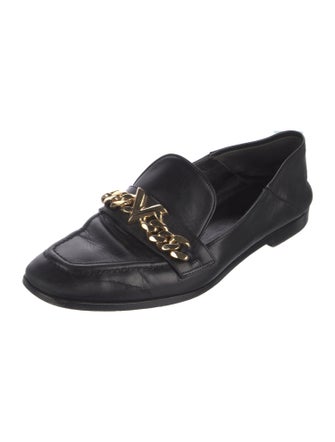 Louis Vuitton Leather Chain-Link Accents Loafers