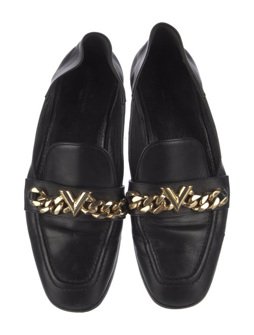 Louis Vuitton Leather Chain-Link Accents Loafers