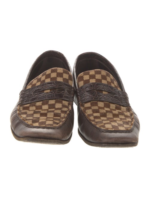 Louis Vuitton Damier Ebene Pattern Leather Loafers