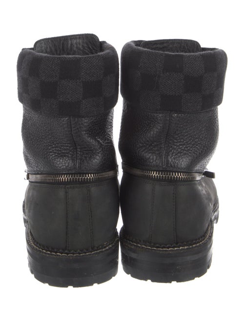 Louis Vuitton Damier Ebene Pattern Leather Lace-Up Boots