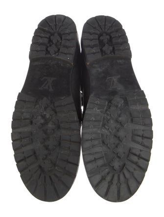 Louis Vuitton Damier Ebene Pattern Leather Lace-Up Boots