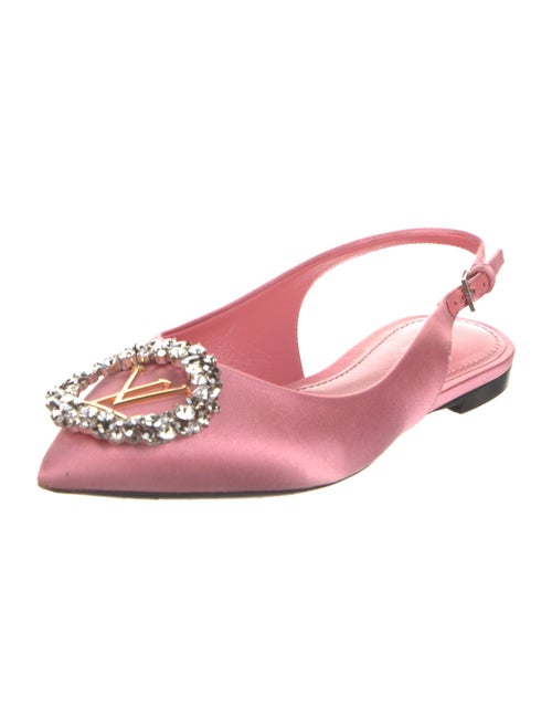 Louis Vuitton Satin Crystal Embellishments Slingback Flats