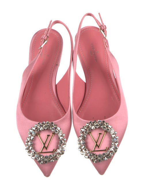 Louis Vuitton Satin Crystal Embellishments Slingback Flats