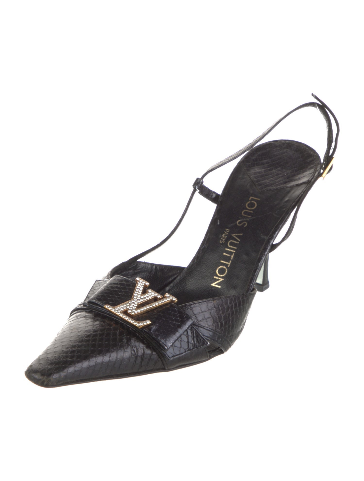 Louis Vuitton Snakeskin Animal Print Slingback Pumps