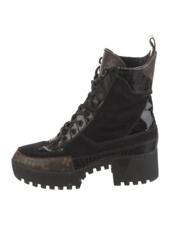 Louis Vuitton LV Monogram Suede Combat Boots
