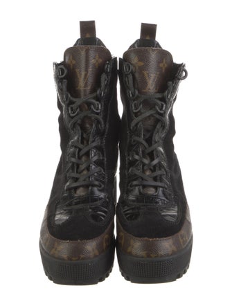 Louis Vuitton LV Monogram Suede Combat Boots