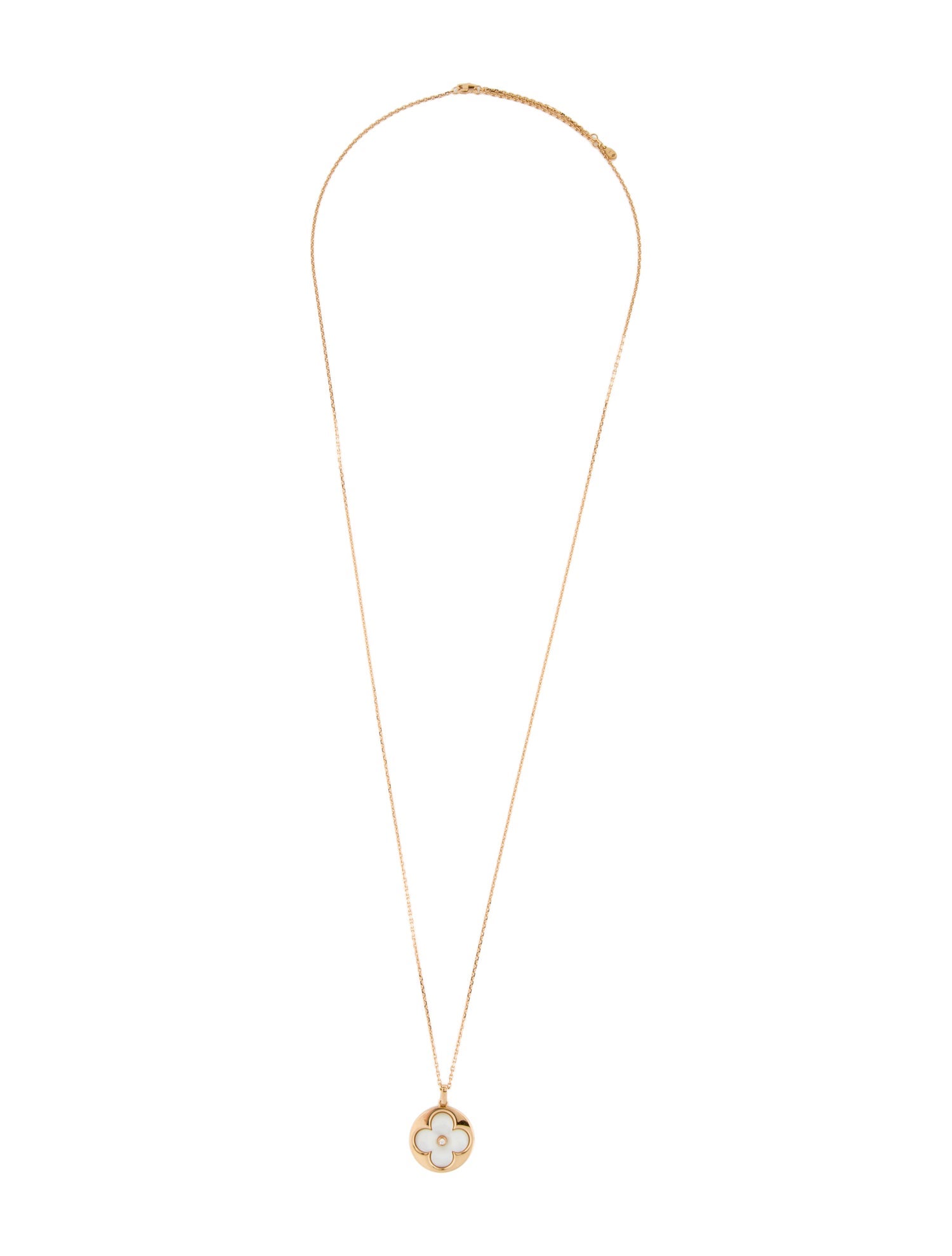 Louis Vuitton 18K Diamond Mother of Pearl Blossom XL Sun Medallion Pendant Necklace