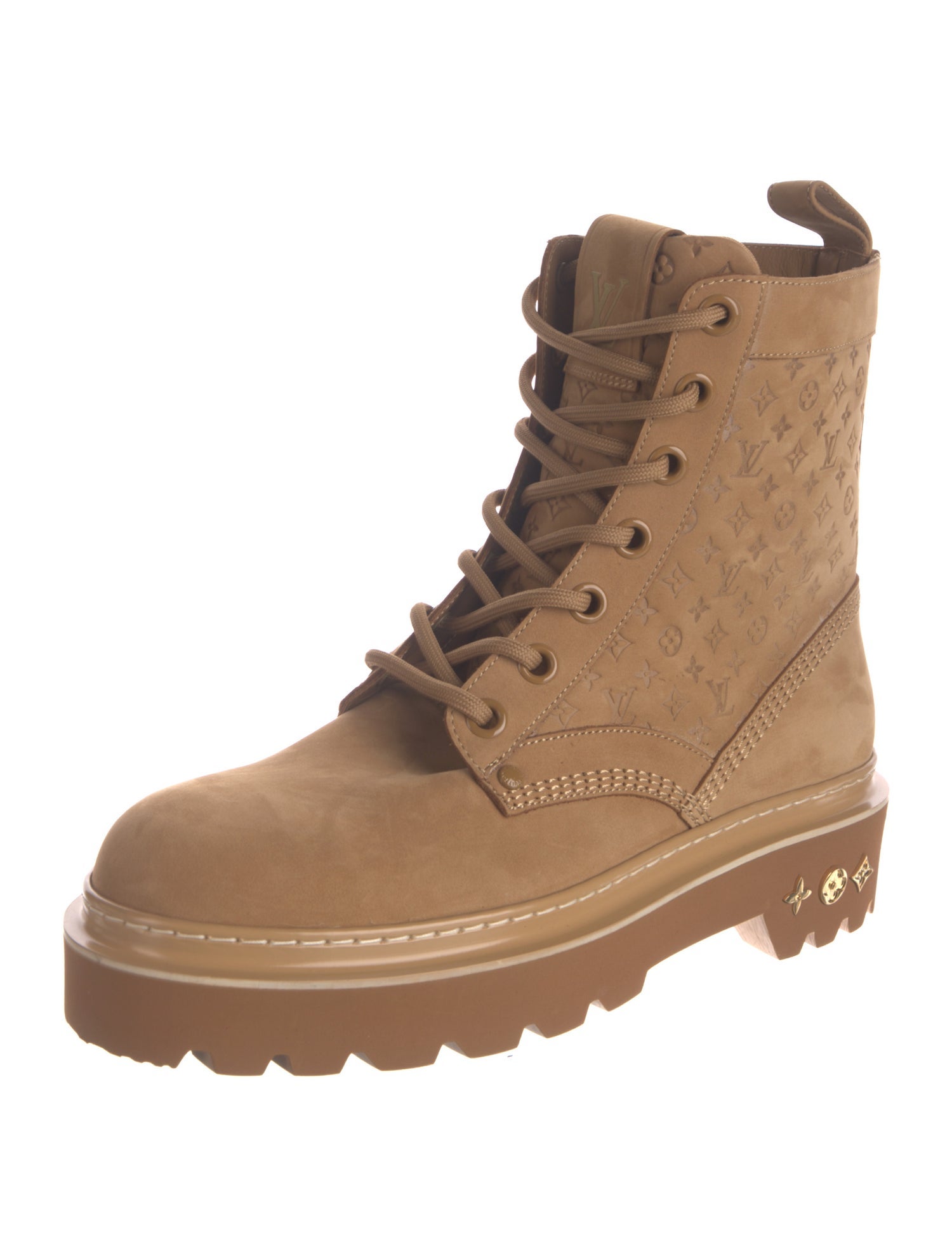 Louis Vuitton LV Monogram Suede Lace-Up Boots