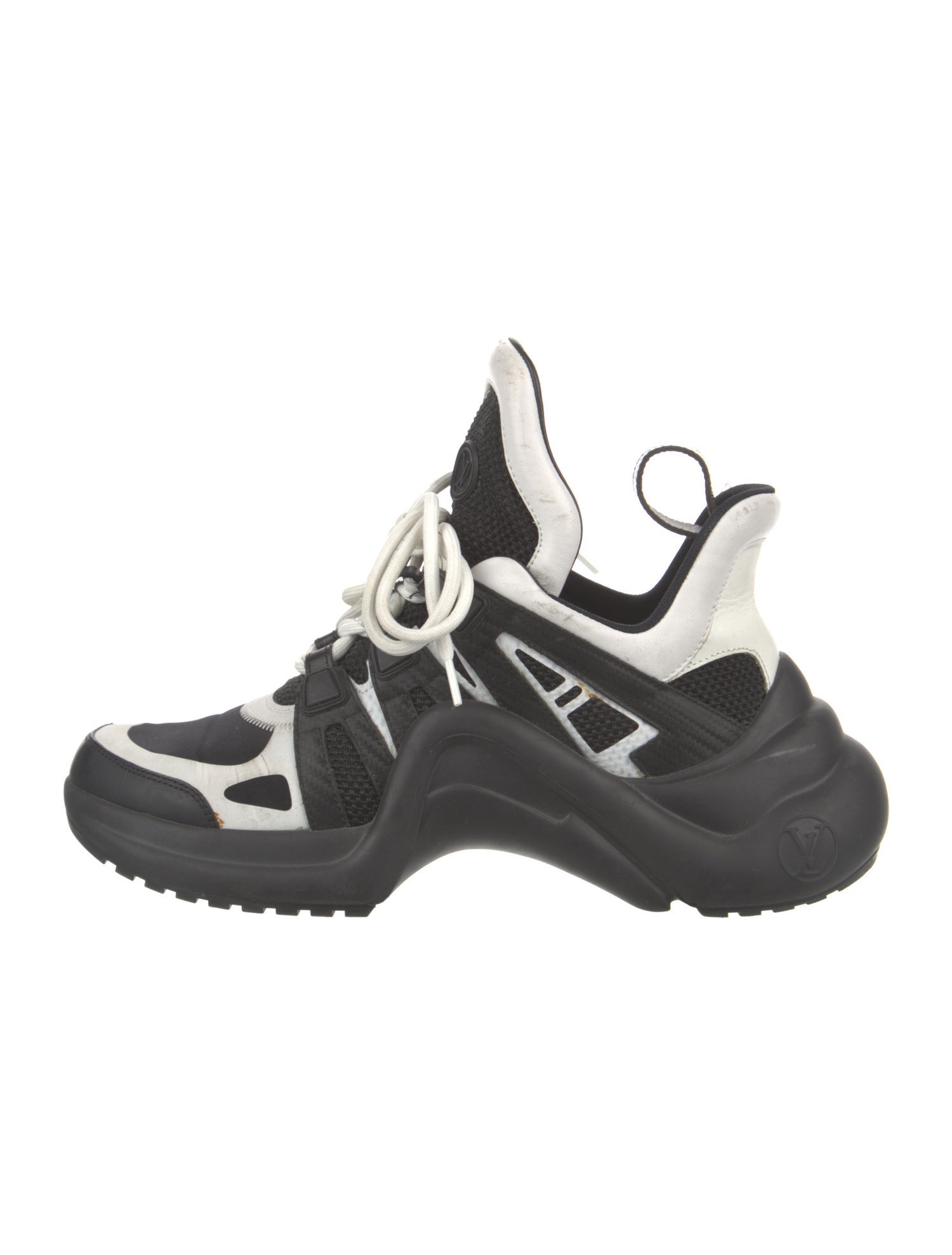 Louis Vuitton Leather Colorblock Pattern Chunky Sneakers