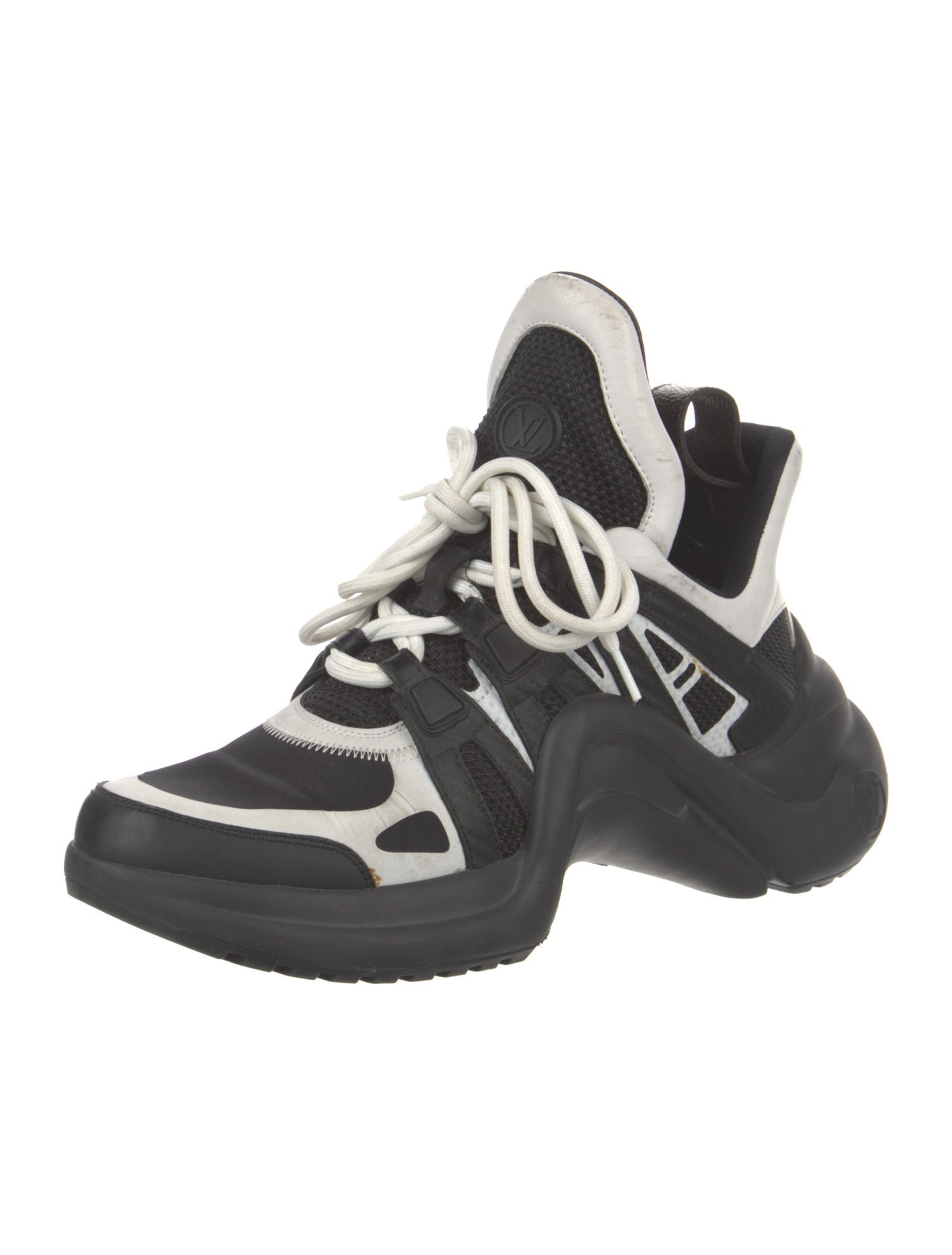 Louis Vuitton Leather Colorblock Pattern Chunky Sneakers